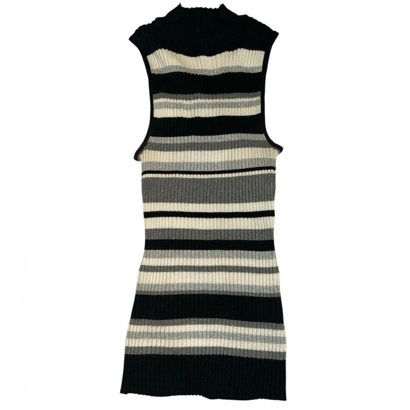 Y2K Ribbed Knit Striped Sleeveless Mock Neck Top – Hooked Up by I.O.T., Size M - Picture 9 of 9